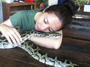 amyra mah connecting with a snake in northern thailand