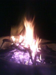 outdoor fire at night in kanchanaburi, thailand, amyra mah