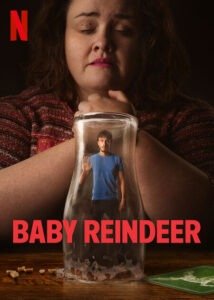 poster of richard gadd and jesicca gunning as martha scott, a character based on fiona harvey stalker in the baby reindeer netflix series