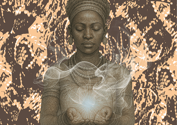 ancient african goddess offering spiritual light Transmission Phase 3 Amyra Mah